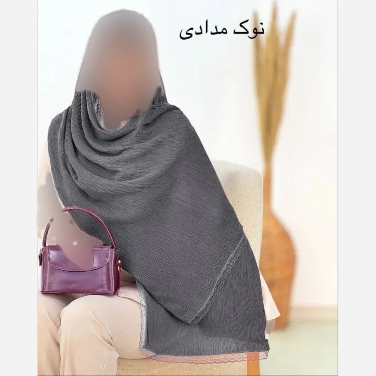 شال پلیسه لبه توری مجلسی زنانه ابعاد 180 در 75 سانتیمتر