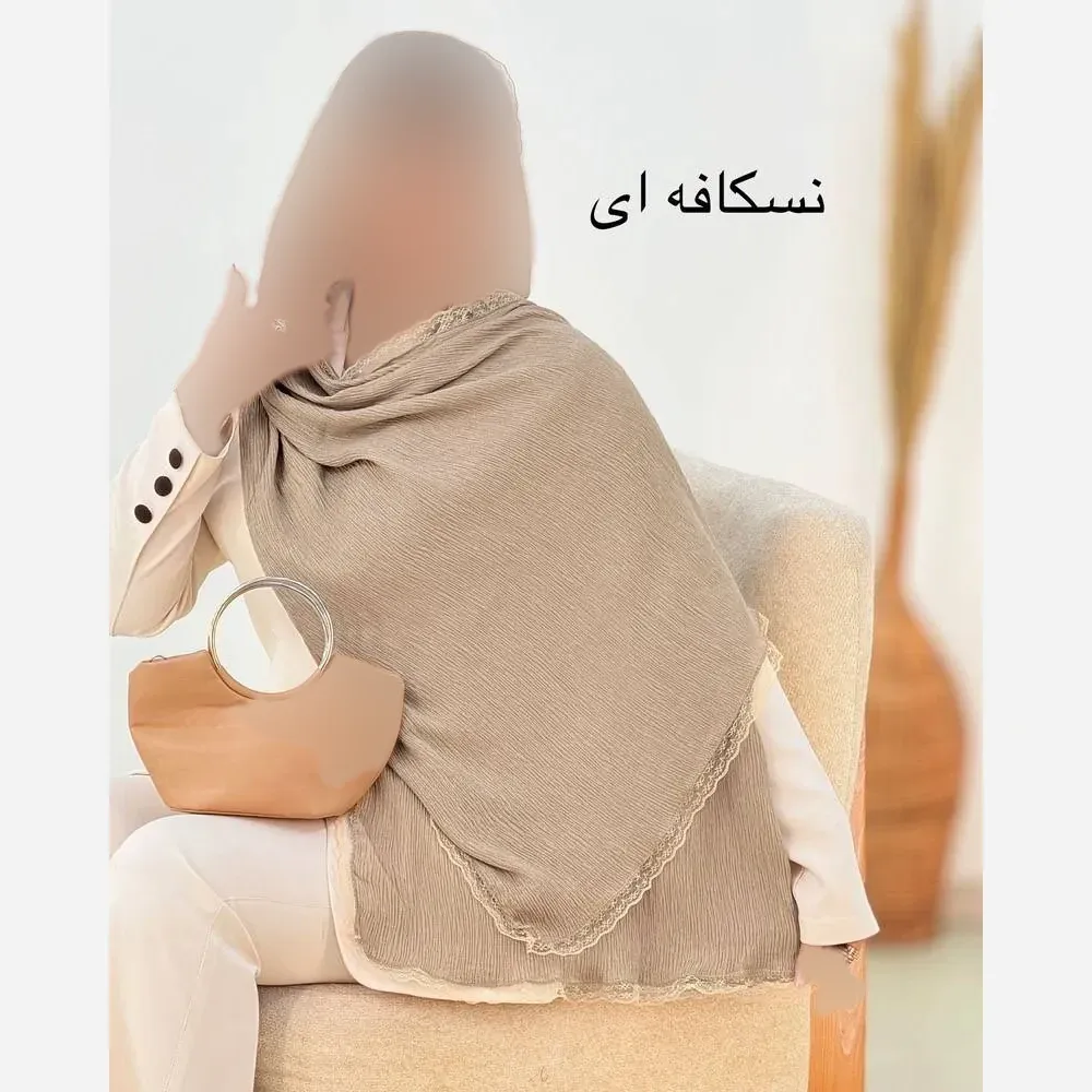 شال پلیسه لبه توری مجلسی زنانه ابعاد 180 در 75 سانتیمتر