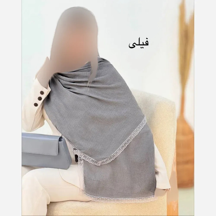 شال پلیسه لبه توری مجلسی زنانه ابعاد 180 در 75 سانتیمتر