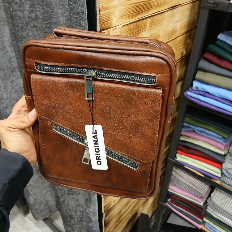 کیف دوشی مردانه چرم مصنوعی طرح David Jones ابعاد 26 در 20 سانتیمتر
