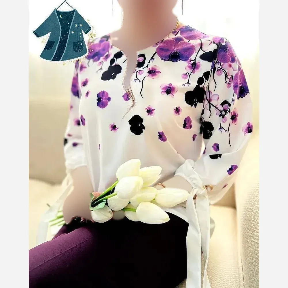 ست شومیز و شلوار زنانه مدل شکوفه جنس بوگاتی سایز فری 36 تا 46