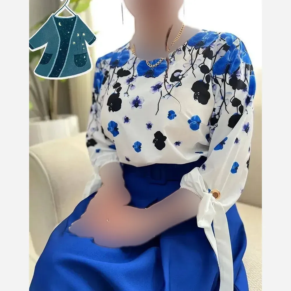 ست شومیز و شلوار زنانه مدل شکوفه جنس بوگاتی سایز فری 36 تا 46