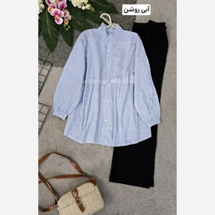 شومیز نخی تابستانه زنانه مدل آزاده فری سایز 36 تا 46