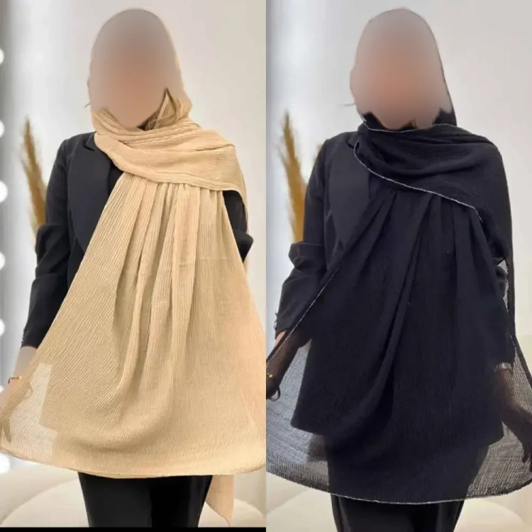 شال پلیسه لبه لمه دوزی قواره بزرگ زنانه و دخترانه