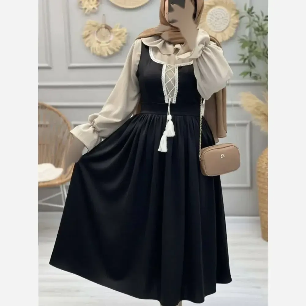 ست شومیز و سارافون زنانه مروارید دوزی شده جنس شانتون فری سایز تا 46