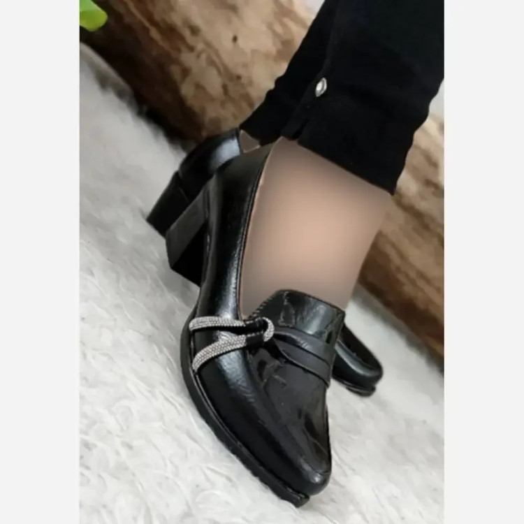 کفش طبی مجلسی زنانه مدل نیلی چرم مشکی سایز 37
