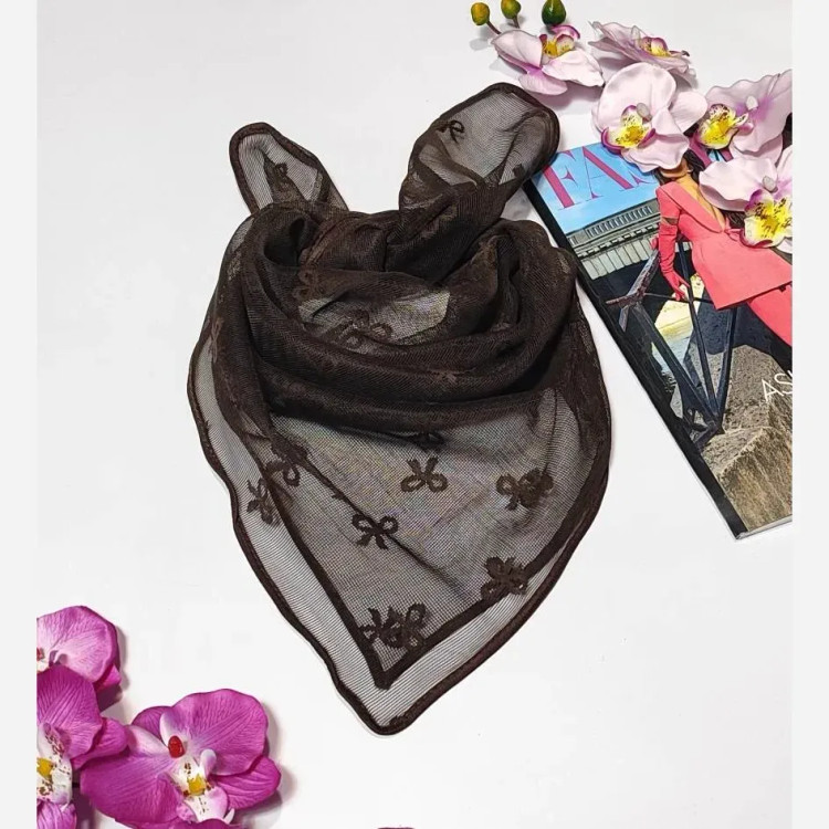 مینی اسکارف تور قهوه ای ابعاد 65 در 65 سانتی متر