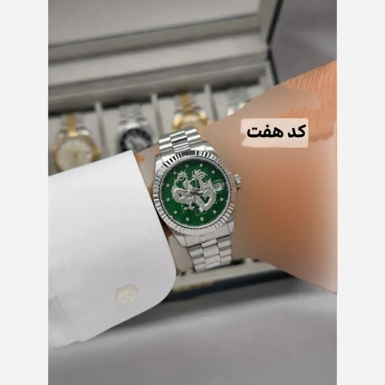 ساعت مچی عقربه ای مردانه رولکس مدل دراگون بند استیل تقویم دار