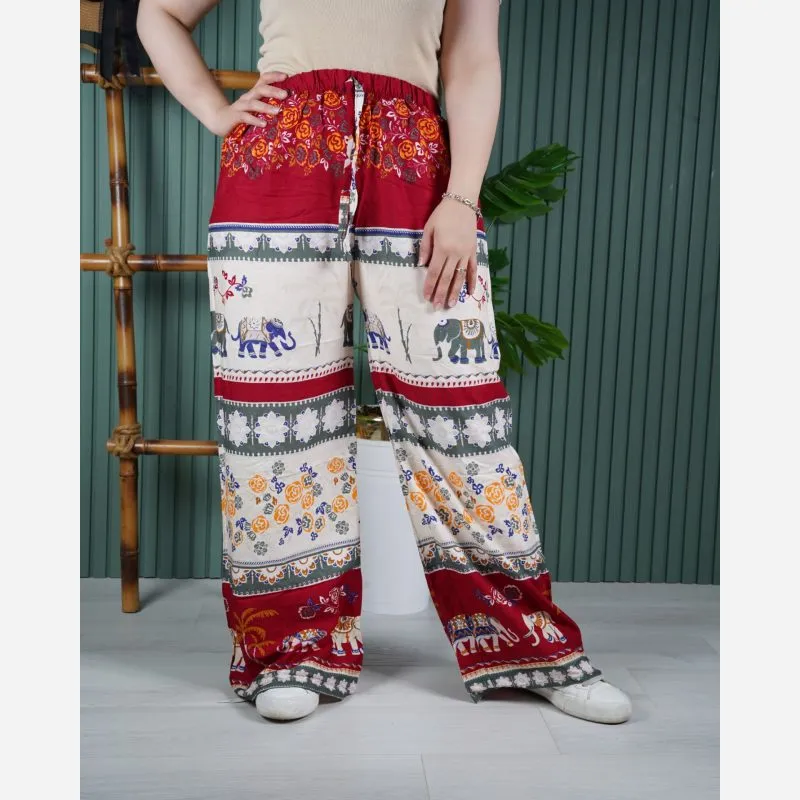 شلوار نخی زنانه طرح فیل فری سایز