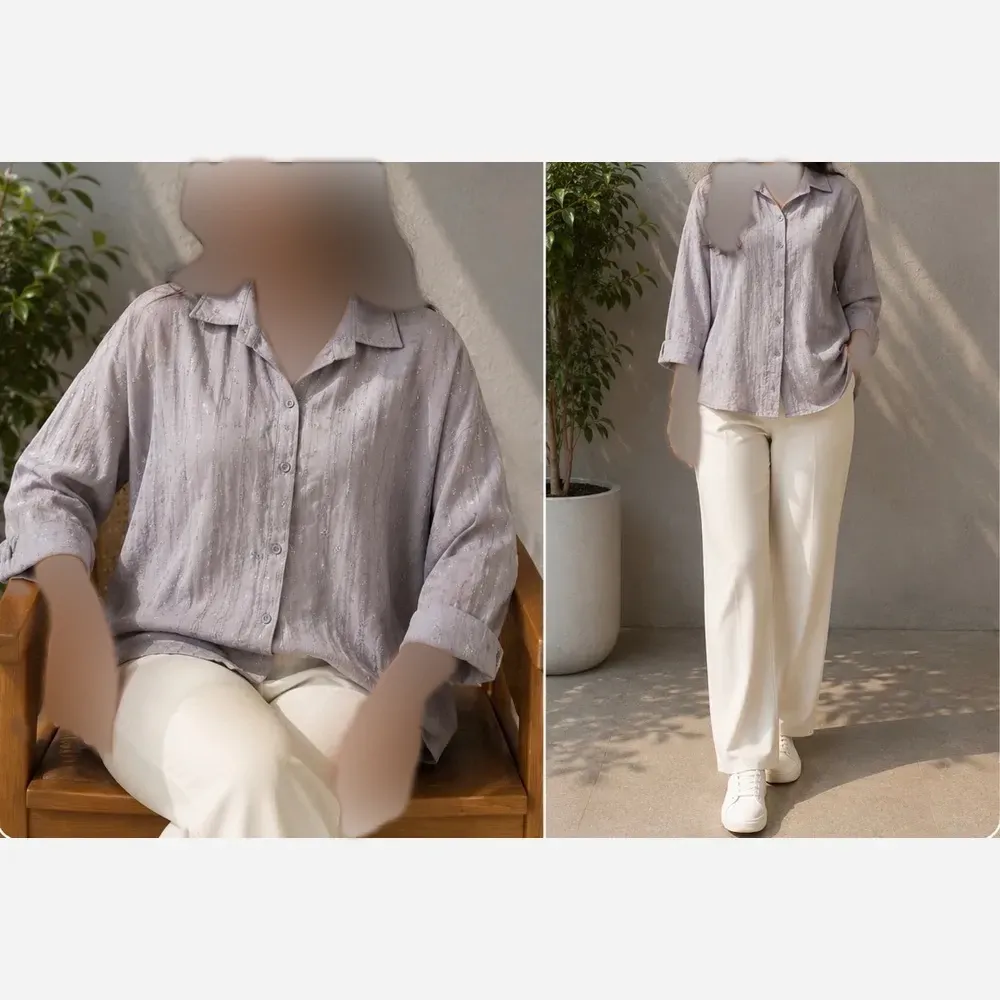 شومیز نگین دار طرح پاپیون آستین موچی جنس نخ وارداتی خنک