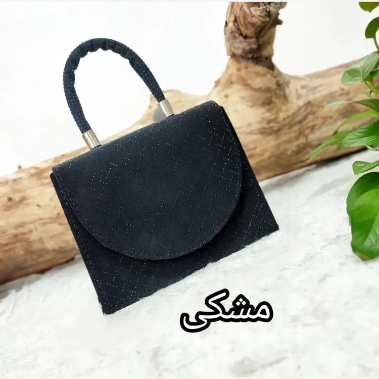 کیف مجلسی چرم صنعتی نگینی مدل نگارین با بند دوشی