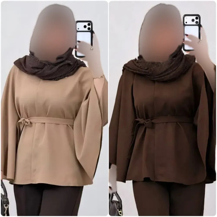 شنل مازراتی زنانه رنگ کرم فری سایز کمربنددار