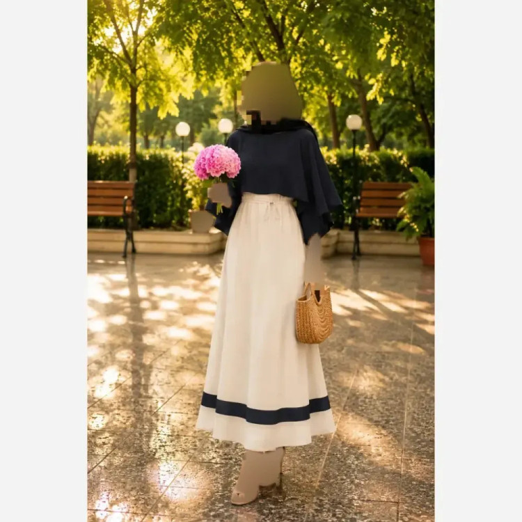 سارافون رویه مدل نجلا جنس لینن و شانتون سایز فری سایز تا 48
