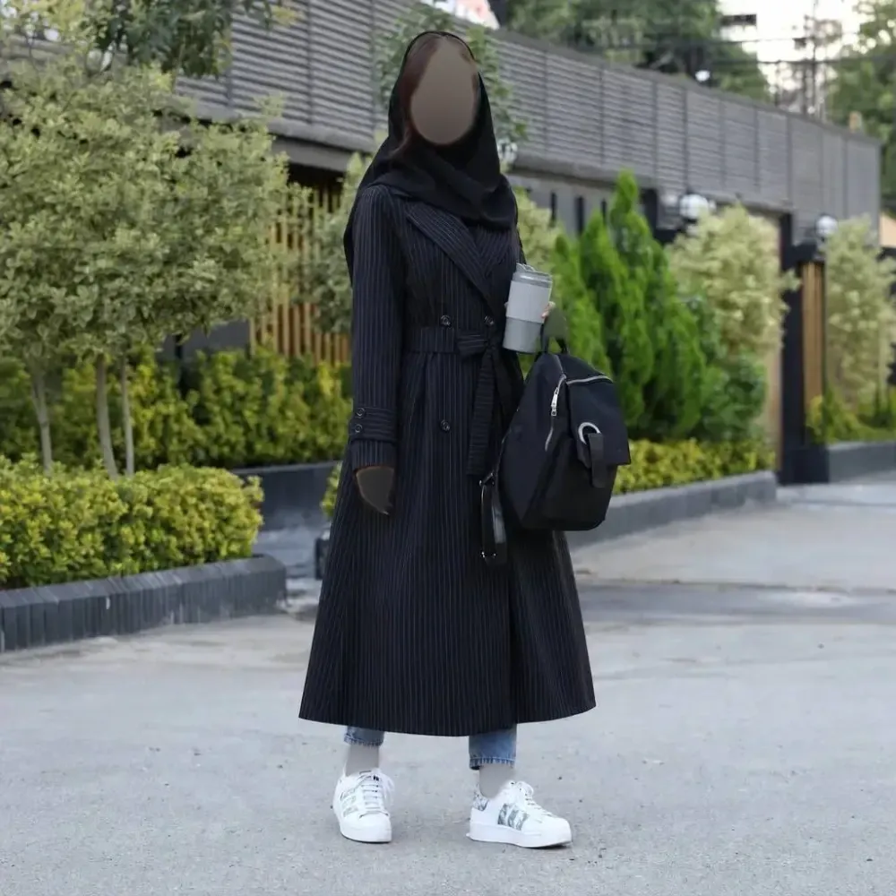 مانتو دانشجویی تینا جنس پرشیا کمربنددار
