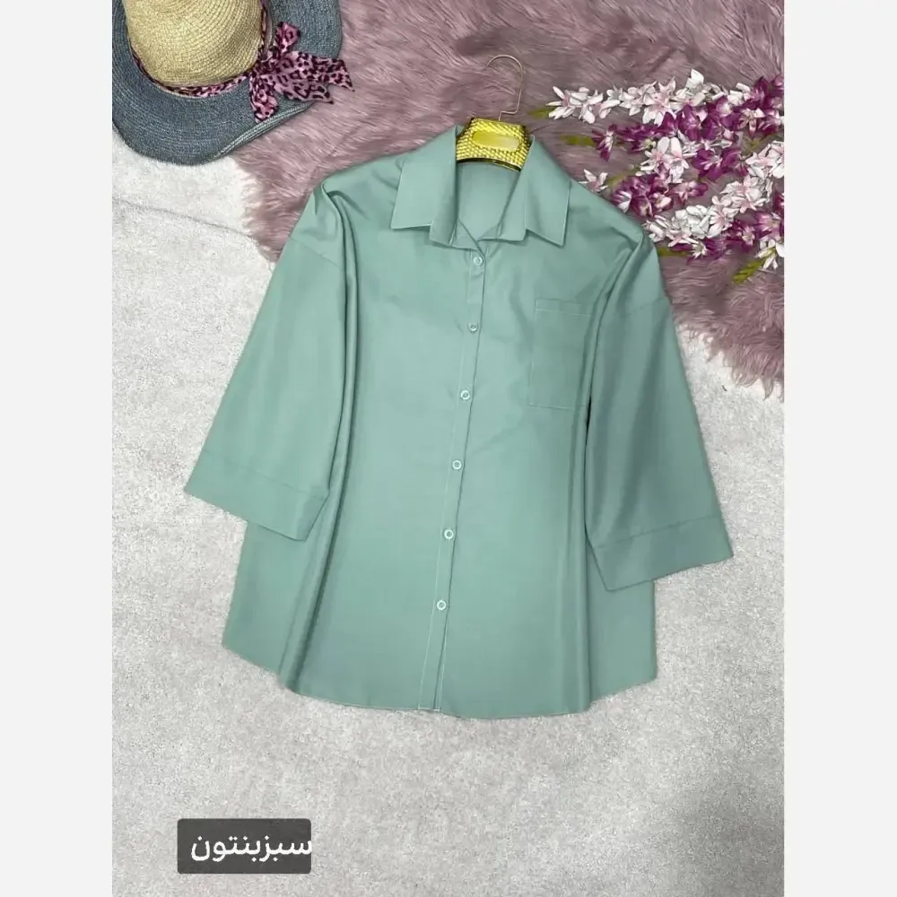 شومیز تک جیب ترمه جنس پری خنک و سبک فری سایز