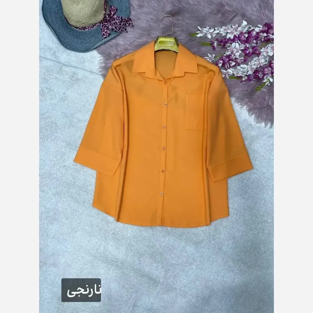 شومیز تک جیب ترمه جنس پری خنک و سبک فری سایز