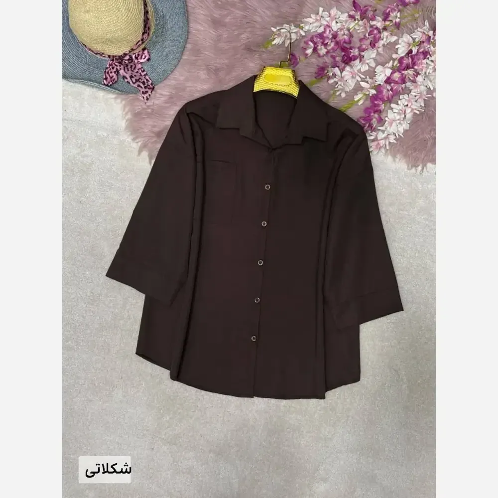 شومیز تک جیب ترمه جنس پری خنک و سبک فری سایز