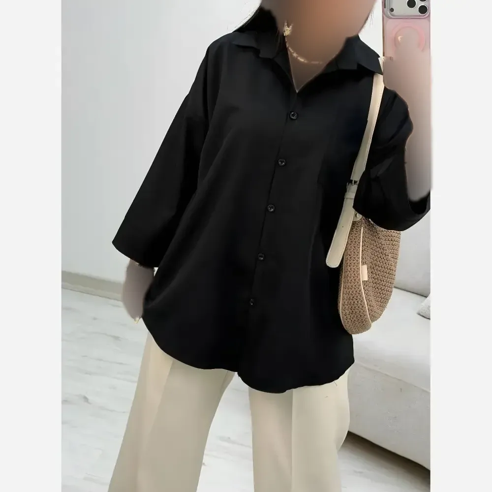 شومیز تک جیب ترمه جنس پری خنک و سبک فری سایز