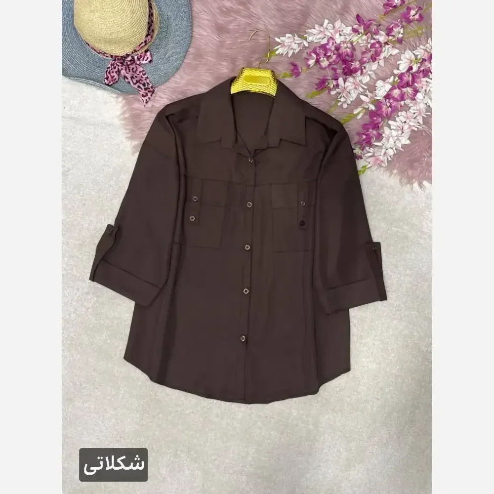 شومیز جیب صلیبی زنانه جنس پری خنک و سبک سایز فری 38 تا 48