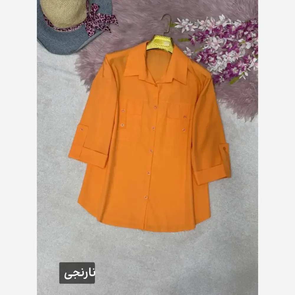 شومیز جیب صلیبی زنانه جنس پری خنک و سبک سایز فری 38 تا 48