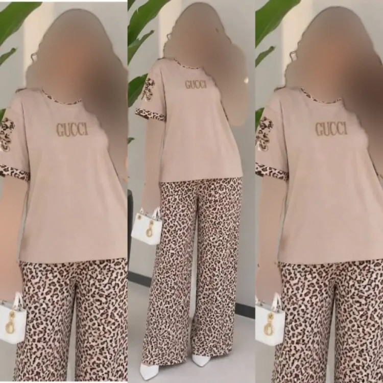 ست تیشرت و شلوار زنانه مدل بنلی جنس نخ پنبه گلکسی سایز فری 38 تا 46