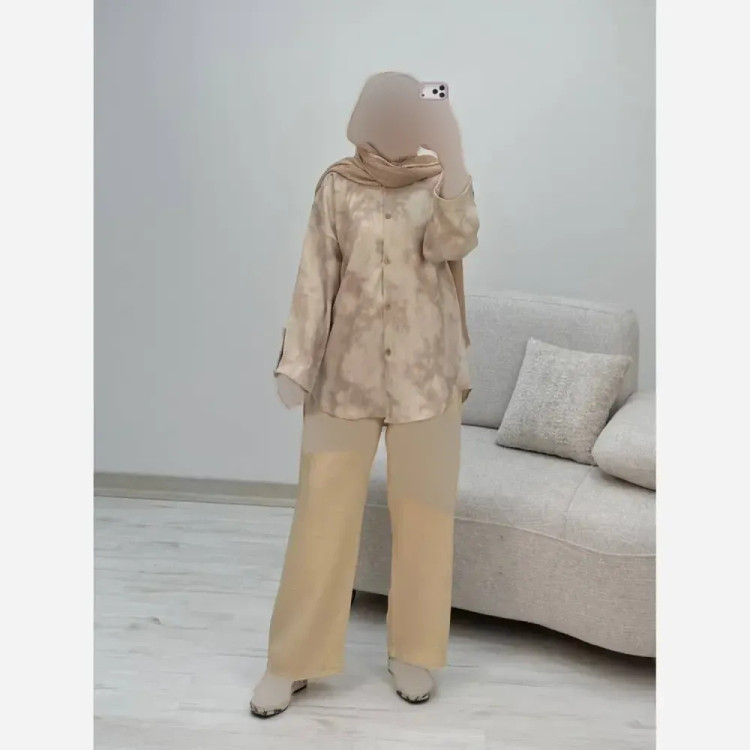شومیز شلوار زنانه مدل روژان جنس شانتون سایز فری 38 تا 46