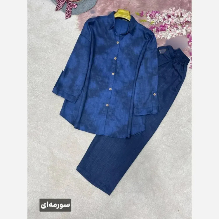 شومیز شلوار زنانه مدل روژان جنس شانتون سایز فری 38 تا 46