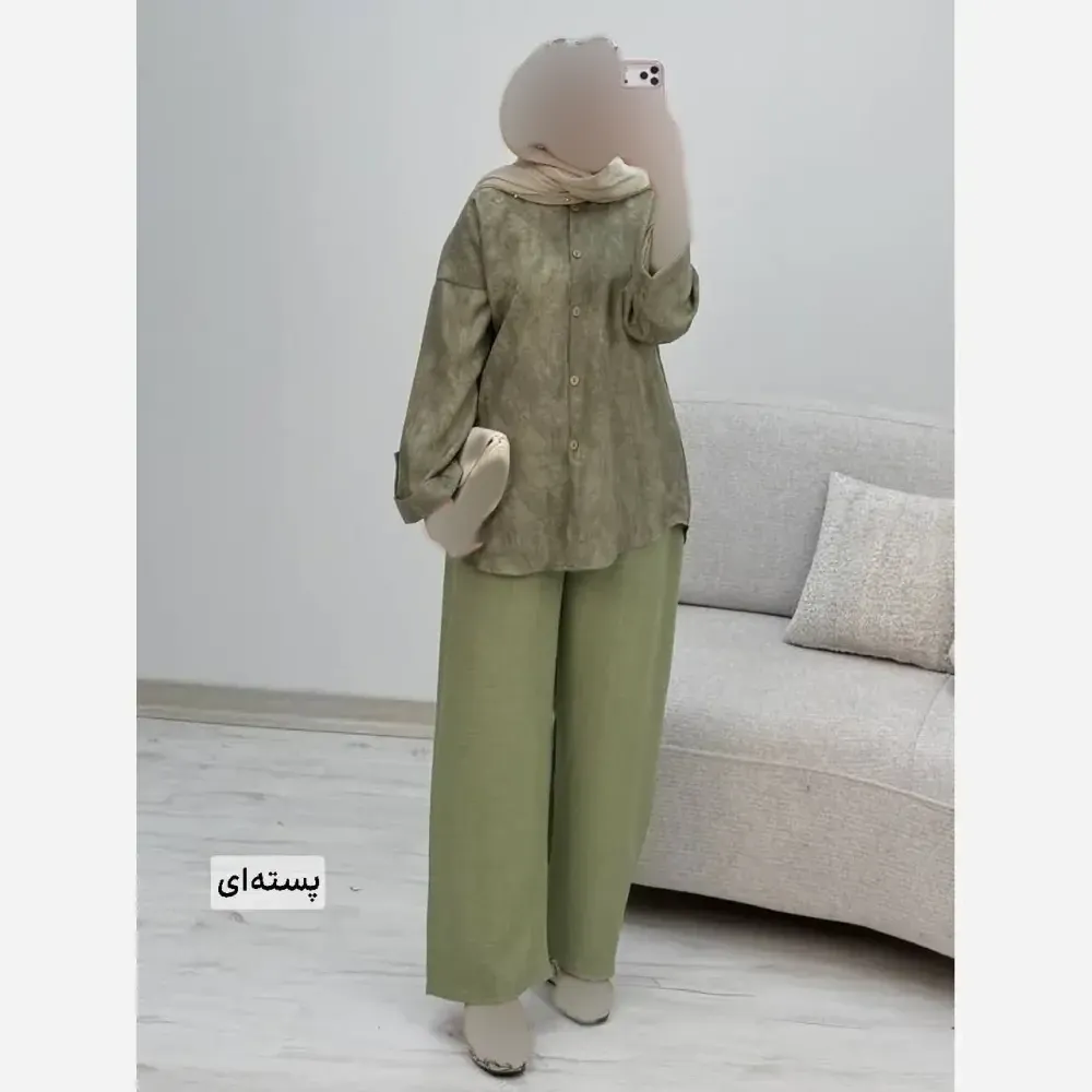 ست شومیز شلوار زنانه شانتون مدل شقایق فری سایز