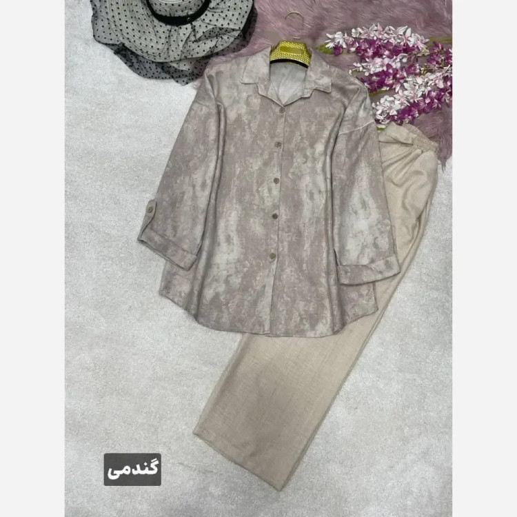 ست شومیز شلوار زنانه شانتون مدل شقایق فری سایز