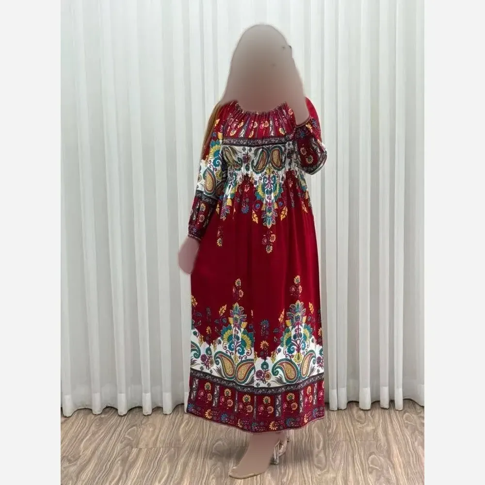 ساحلی نخی ترانه زنانه فری سایز 38 تا 44 زرشکی یقه کش کار شده