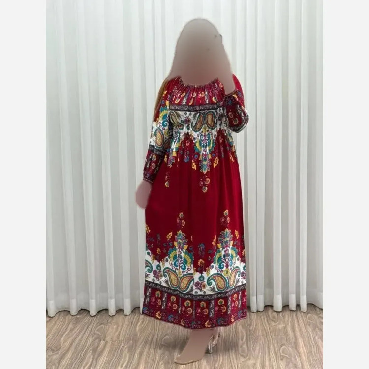 ساحلی نخی ترانه زنانه فری سایز 38 تا 44 زرشکی یقه کش کار شده