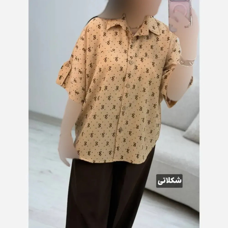 پانچ باکسی روشنک جنس کراش ایوا نگین کوبی شده فری سایز
