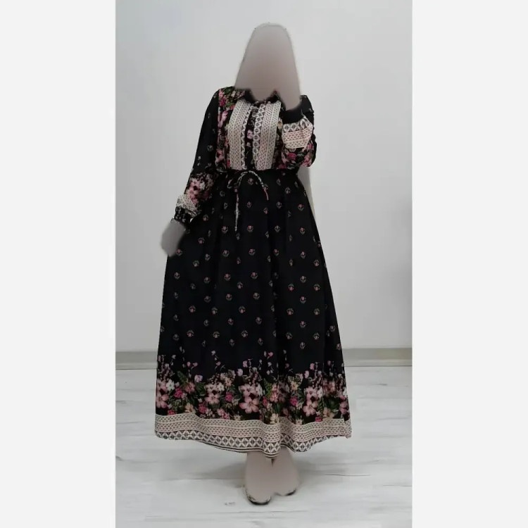 پیراهن ساحلی لاله فلور نخ درجه یک فری سایز دکمه دار