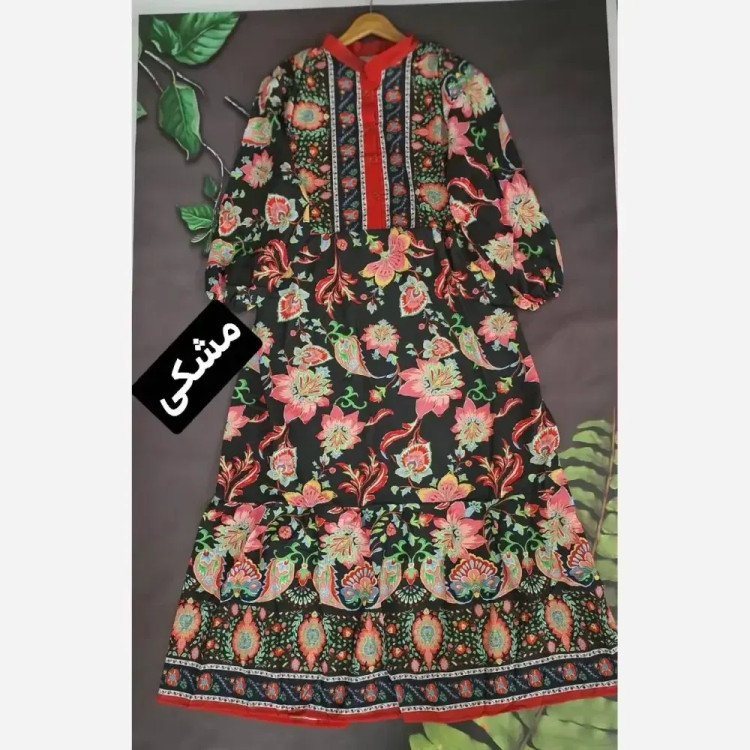پیراهن ساحلی زنانه جنس بوگاتی یقه دکمه دار سایز فری 38 تا 48