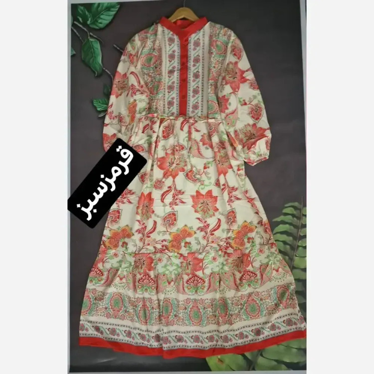 پیراهن ساحلی زنانه جنس بوگاتی یقه دکمه دار سایز فری 38 تا 48