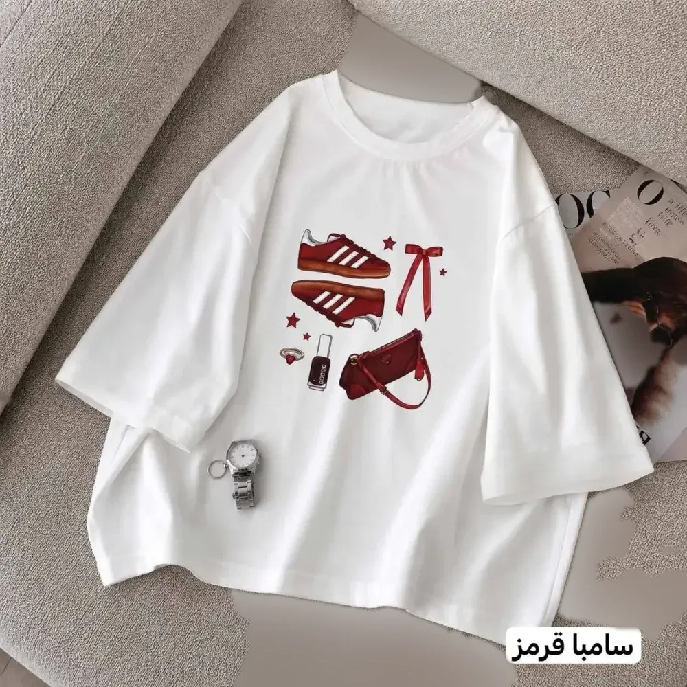 تیشرت باکسی زنانه سوپر نخ پنبه فریسایز