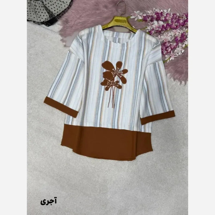 شومیز گلدوزی پرنسا لنین بیسکویتی فری سایز 38 تا 46