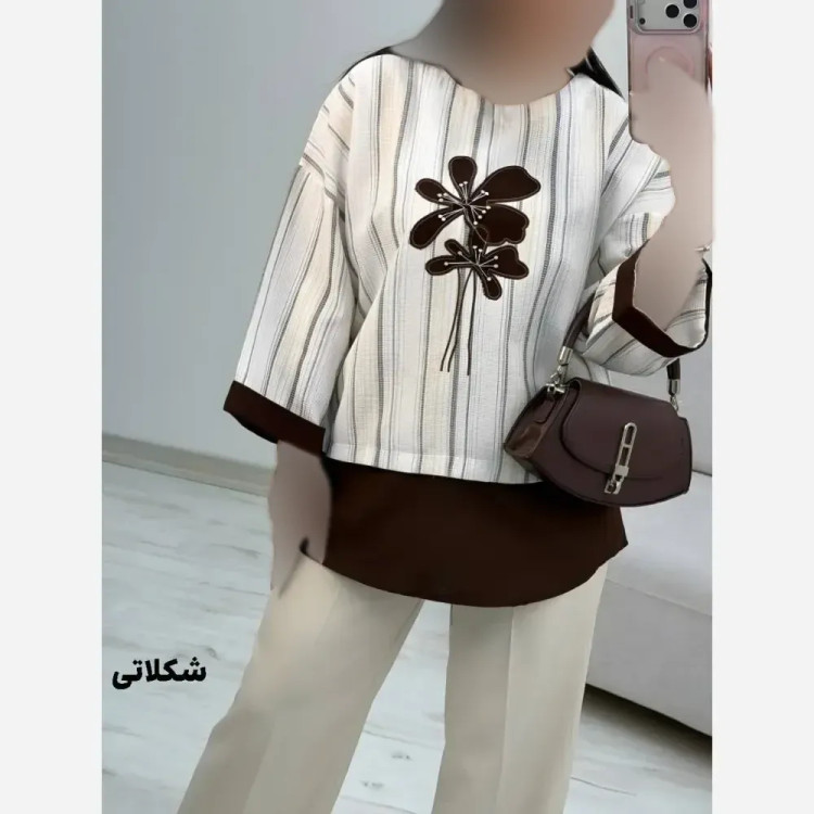شومیز گلدوزی پرنسا لنین بیسکویتی فری سایز 38 تا 46