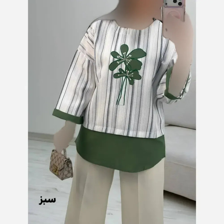 شومیز گلدوزی پرنسا لنین بیسکویتی فری سایز 38 تا 46