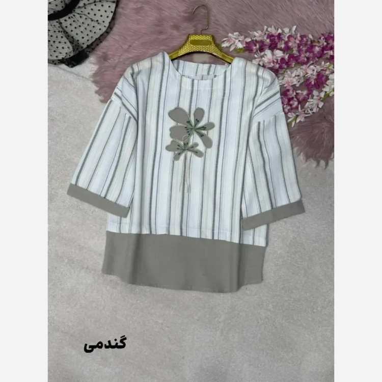 شومیز گلدوزی پرنسا لنین بیسکویتی فری سایز 38 تا 46