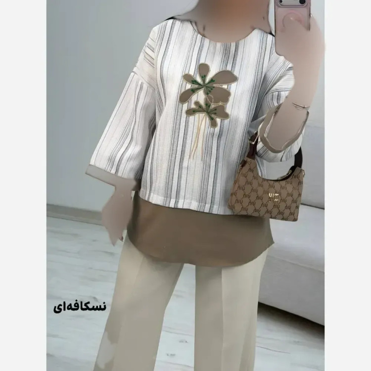 شومیز گلدوزی پرنسا لنین بیسکویتی فری سایز 38 تا 46