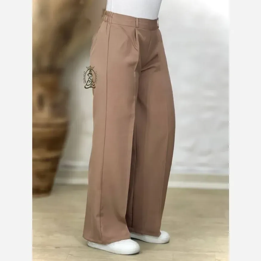 شلوار بگ مازراتی دبل زنانه رنگ نسکافه ای کرم تیره سایز 38 تا 48