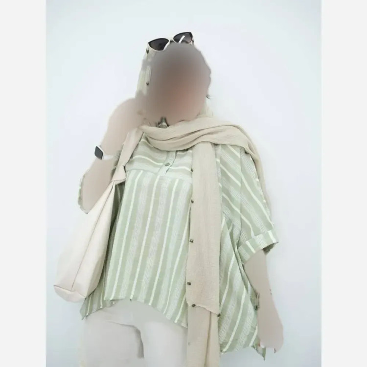 پانچ لنین بغل دکمه فری سایز تا 50 جنس لنین ژاکارد اعلا رنگ مشکی آبی سبز