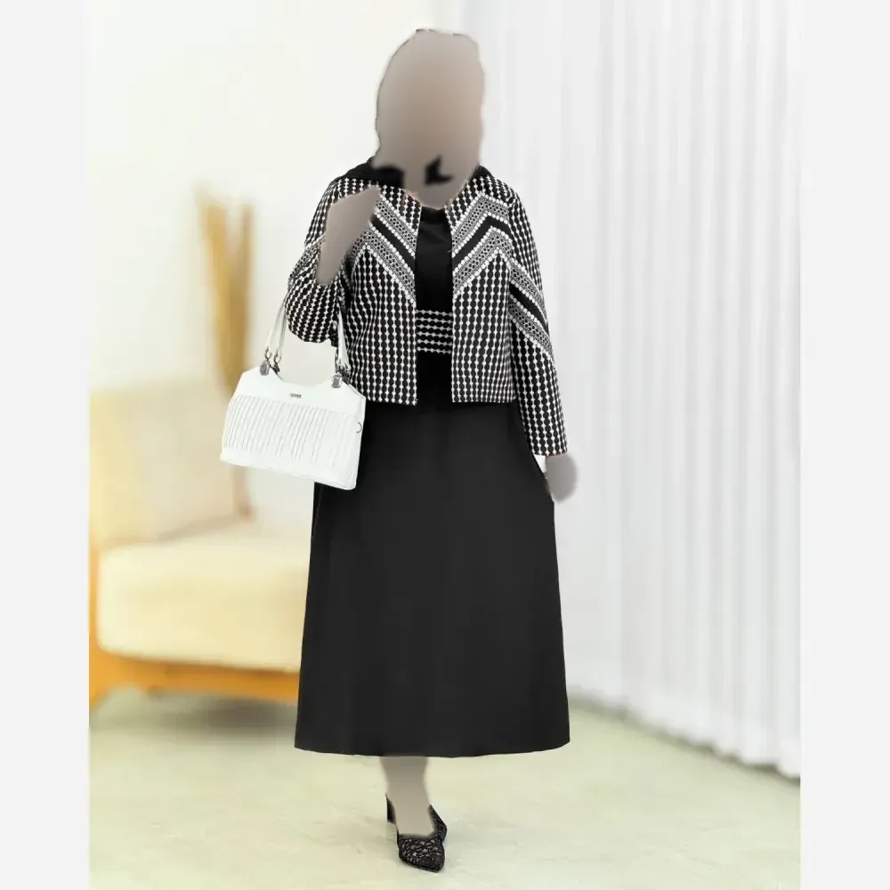 کت سارافون زمرد جنس کت تافته زیره الیزه رنگ مشکی فری سایز 38 تا 46