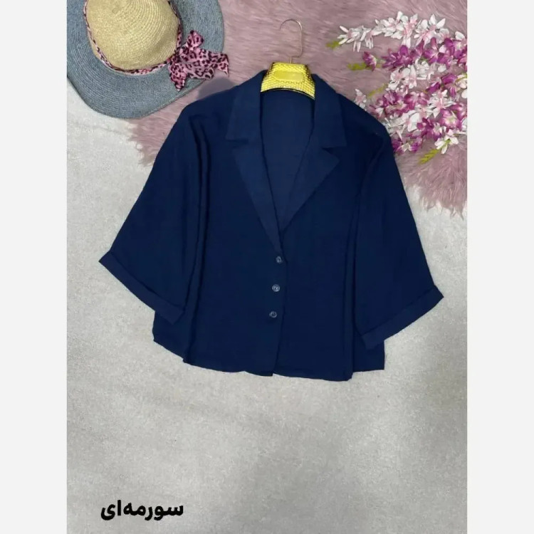شومیز زنانه جنس شانتون مدل کمند فری سایز