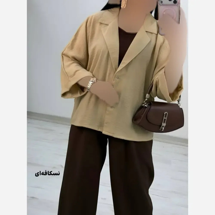 شومیز زنانه جنس شانتون مدل کمند فری سایز