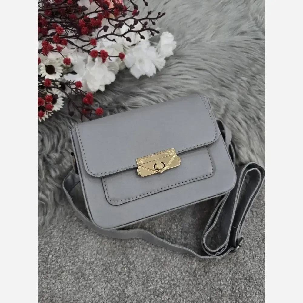 کیف باکسی چرم مصنوعی طوسی فری سایز 14x23