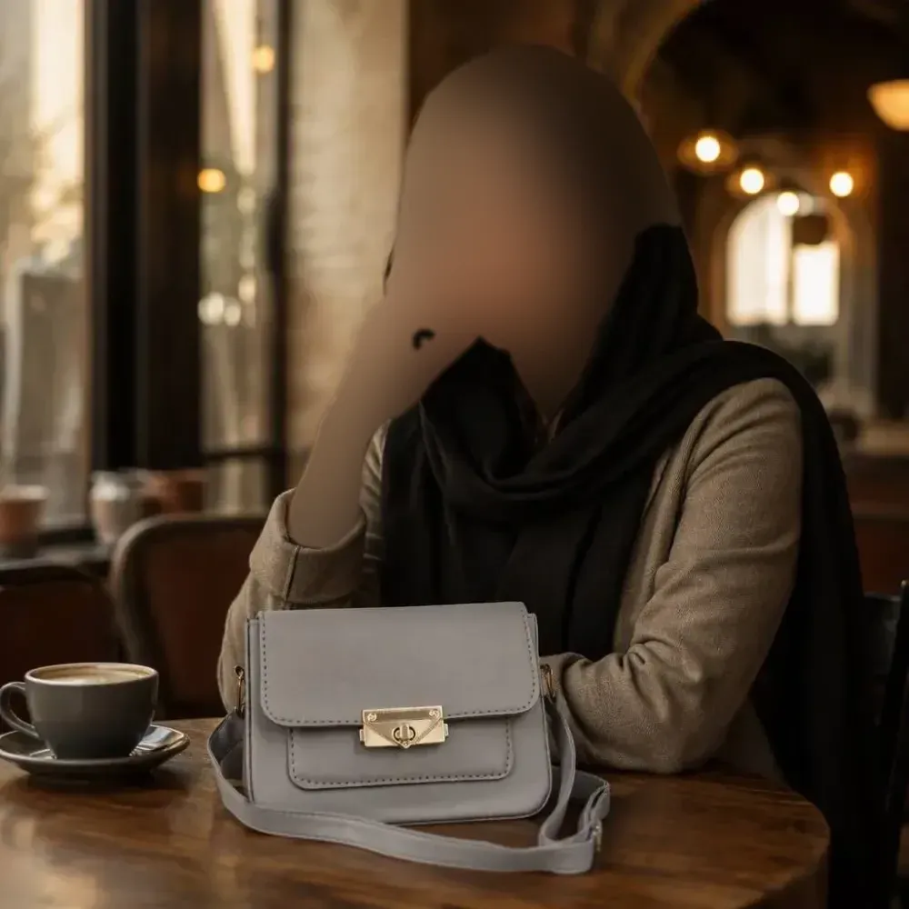 کیف باکسی چرم مصنوعی طوسی فری سایز 14x23