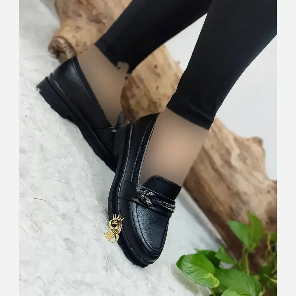 کفش کالج طبی مدل نازلی چرم مشکی سایز 37 و 38