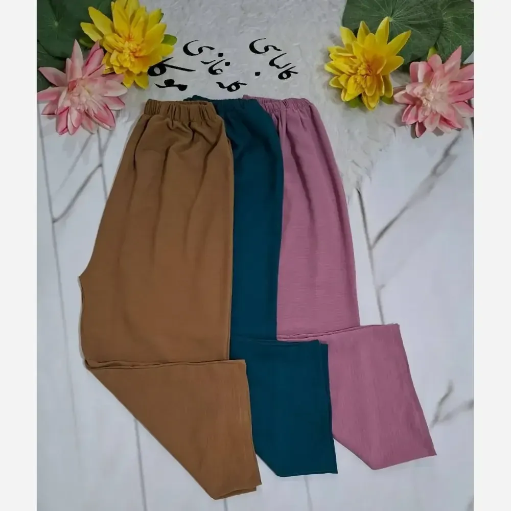 شلوار بگ زنانه پارچه ابروبادی خنک تابستانی کمر کش قد 100 سایز 38 تا 52